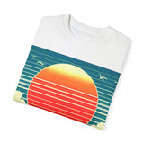 Retro Sunset Palm Tree T-Shirt, Vintage Beach Tee, Vacation Apparel, Summer Graphic Tee, Unisex Gift for Him or Her