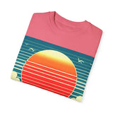 Retro Sunset Palm Tree T-Shirt, Vintage Beach Tee, Vacation Apparel, Summer Graphic Tee, Unisex Gift for Him or Her