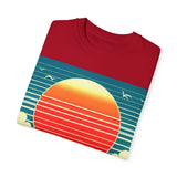 Retro Sunset Palm Tree T-Shirt, Vintage Beach Tee, Vacation Apparel, Summer Graphic Tee, Unisex Gift for Him or Her