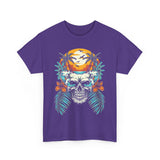 Tropical Skull Unisex Heavy Cotton Tee - Beach Vibes & Summer Style