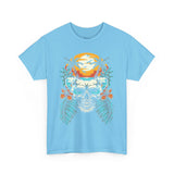 Tropical Skull Unisex Heavy Cotton Tee - Beach Vibes & Summer Style