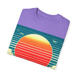 Retro Sunset Palm Tree T-Shirt, Vintage Beach Tee, Vacation Apparel, Summer Graphic Tee, Unisex Gift for Him or Her