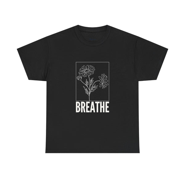 Breathe Floral Unisex Heavy Cotton Tee - Mindfulness Motivational Shirt