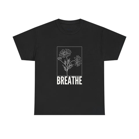 Breathe Floral Unisex Heavy Cotton Tee - Mindfulness Motivational Shirt