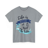 Unisex Heavy Cotton Tee - "Life is Better at The Lake" - Casual Tee for Water Lovers